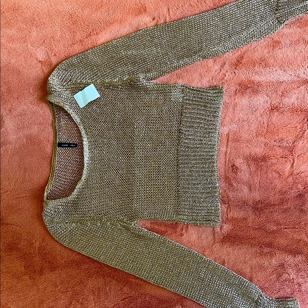 Gold sheer long sleeve shirt. Never worn before !